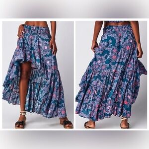 Free People Morning Sun skirt Blue & Pink Floral small